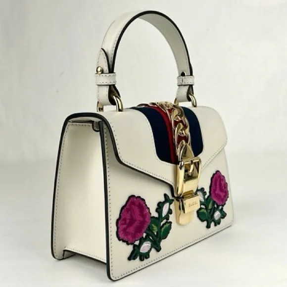 Gucci Sylvie Top Handle Bag - White Leather-Rare Gucci!-Comps are $1,700+ - Picture 6 of 15